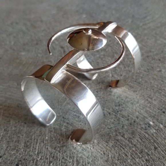 Sterling silver plated cuff bracelet ying yang - Picture 5 of 8